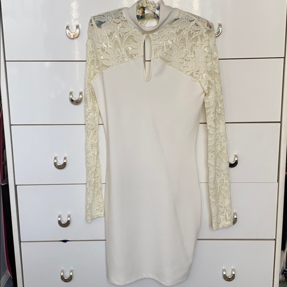 Cream Lace Bodycon Mini Dress